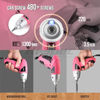 Hi-Spec Electric Screwdriver 27pc 3.6V Pink USB Small Power Screwdriver Set. Cordless & Rechargeable with Driver Bit Set