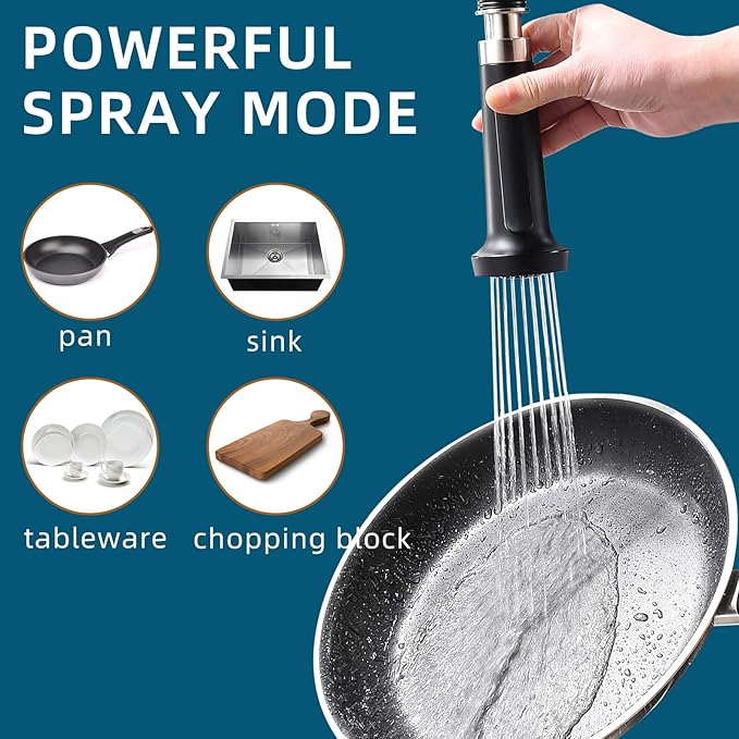 Pull Down Kitchen Faucet with Sprayer,Fapully Commercial Black Spring Kitchen Sink Faucet with Brushed Nickel