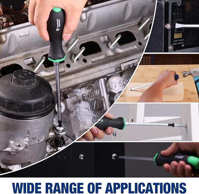 WORKPRO Magnetic Screwdriver Set 24-Piece, Go-Thru Screwdriver Set Kit with Wall Mount Rack, Includes Slotted, Phillips and Torx Screwdrivers, Magnetic Screwdriver with Magnetizer & Demagnetizer Tools