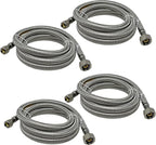 [4-Pack] PROCURU 72" (6Ft) Faucet Supply Line Connector, 3/8"C x 1/2"F Braided Stainless Steel (9SF72-4P)