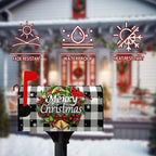 Merry Christmas Mailbox Covers Magnetic Standard Size Winter Buffalo Plaid Mailbox Post Cover Xmas Snowflake Mailbox Wraps Holiday Mailbox Decor Waterproof 21 X18 Inch