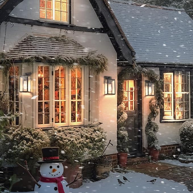 2-Pack Outdoor Wall Light Fixture with Tempered Glass, Exterior Wall Lantern with Easy-to-Clean Design, Waterproof Anti-Rust Wall Sconce for Front Porch, Black, E26 Base