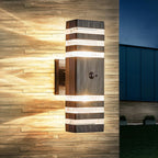 Motion Sensor Outdoor Wall Light Fixture Up Down Porch Lights Modern Dusk to Dawn Exterior Sconce Wall Mount Outside Coach Lantern for House Front Door Garage (Include 2 Free Dimmable Bulbs)