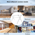 Sillars Clothes Drying Rack, 79 inches Laundry Drying Rack Clothing Foldable & Collapsible Stainless Steel Heavy Duty Clothing Drying Rack with Windproof Hooks for Indoor Outdoor