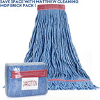 Matthew Cleaning 24oz Heavy Duty Mop Head Commercial Replacement for General and Floor Cleaning, Wet Industrial Blue Cotton Looped End String Head Refill (Case of 12) Blue