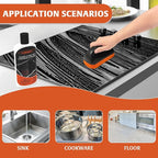 Glass Stove Top Cleaner Kit 12 oz, Cooktop Cleaner and Polish Non-Abrasive No Scratch Removes Tough Stains, with Scrubbing Pad, Handle, Scraper, Cloth