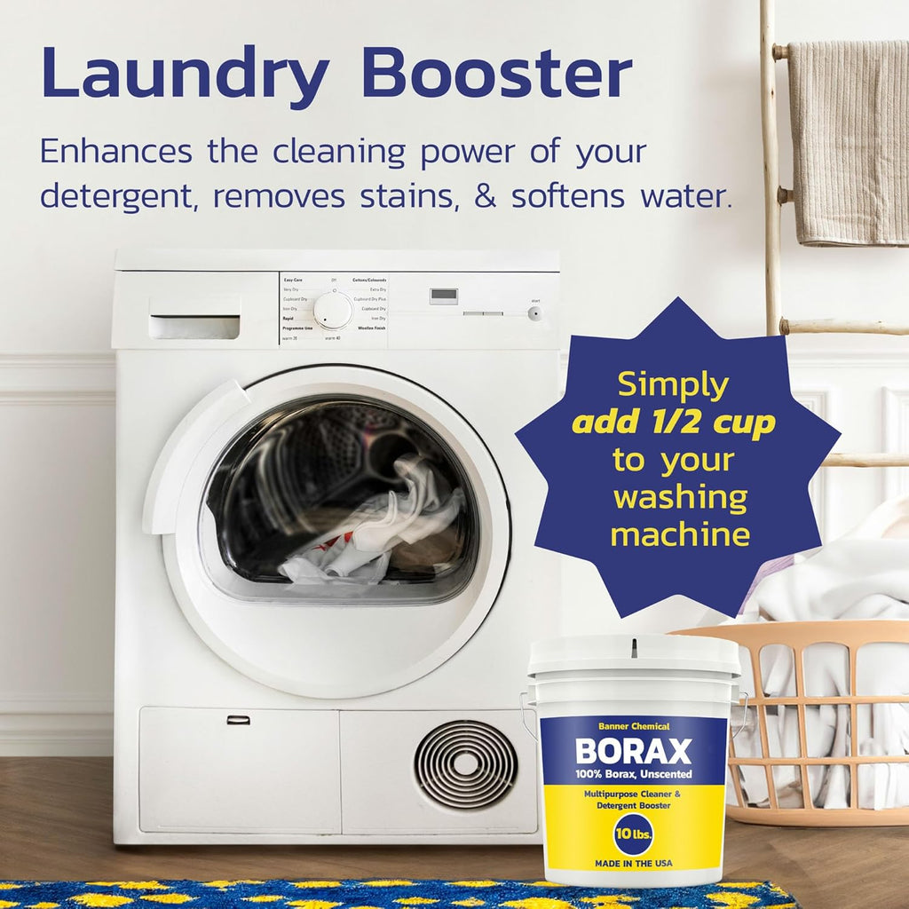 Raw Borax (10 lbs) - 100% Pure, Unscented, Multi-Purpose Cleaner & Detergent Booster - Natural Household Cleaner and Stain Remover - Made in the USA