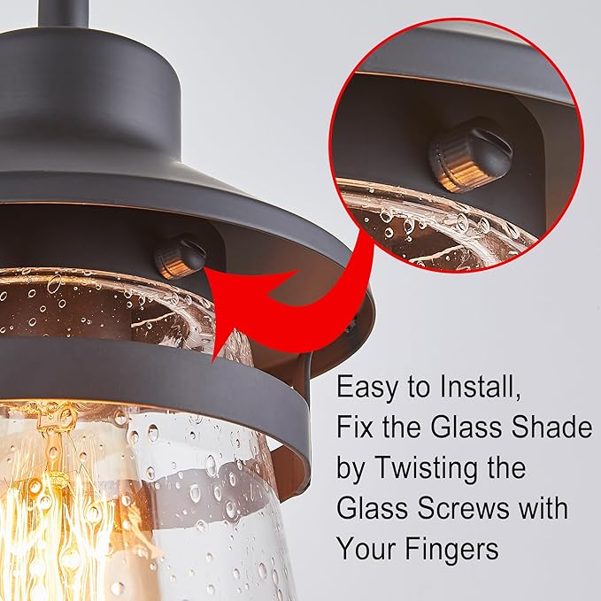 Outdoor Wall Sconce with Clear Seeded Glass Shade,Waterproof Exterior Fixture in Oil Rubbed Bronze Finish,Suit for Wet Locations,Easily Installed in Porch Patio Entryway,Doorway,Corridor