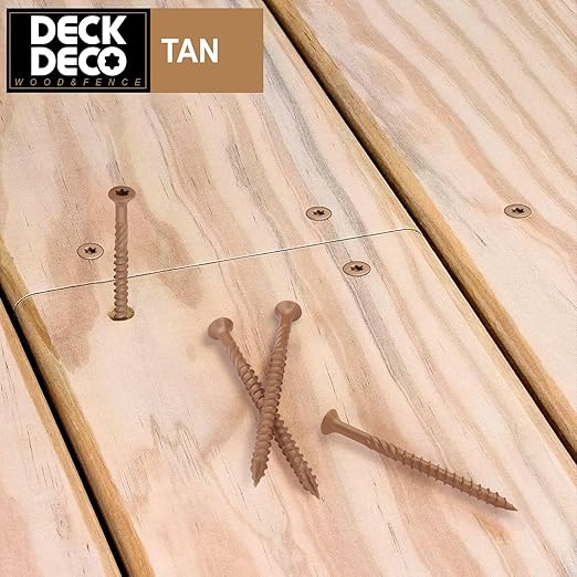 Wood Screws #10 x 4 275pcs(Approx), Tan Ruspert Coating Exterior Deck Screws, Torx/Star Drive Flat Head,Twist Shank, Cut Tip/Thread, Bit Included, 5.5 lb/Box