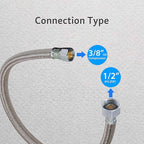 [4-Pack] PROCURU 24" Length x 3/8" Compression x 1/2" FIP Faucet Supply Line Connector, Braided Stainless Steel