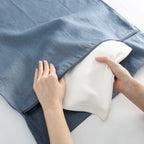 Linen Hanging Laundry Bag, 100% Linen Over The Door Laundry Hamper with Buttons and Zipper, Space Saving Door Hampers for Laundry Dirty Clothes Home Travel, Navy Blue