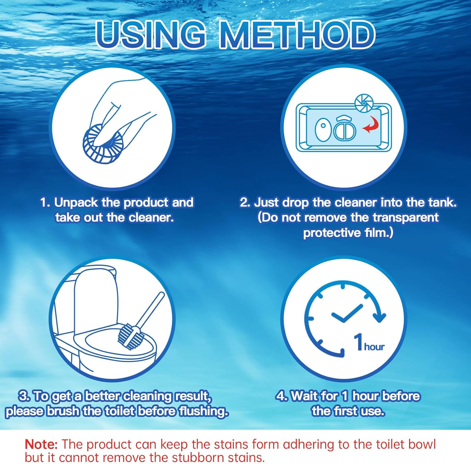 Vacplus Automatic Toilet Bowl Cleaner Tablets, Bathroom Toilet Tank Cleaner (100 PACK), VA-T165