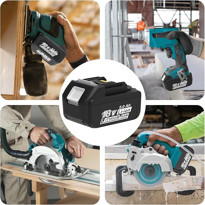 2 Packs 5.0Ah 18V Battery Replacement for Makita 18V Battery BL1850B BL1840B 1860B BL1830B BL1815B Compatible with Makita 18 Volt Cordless Power Tool and Charger