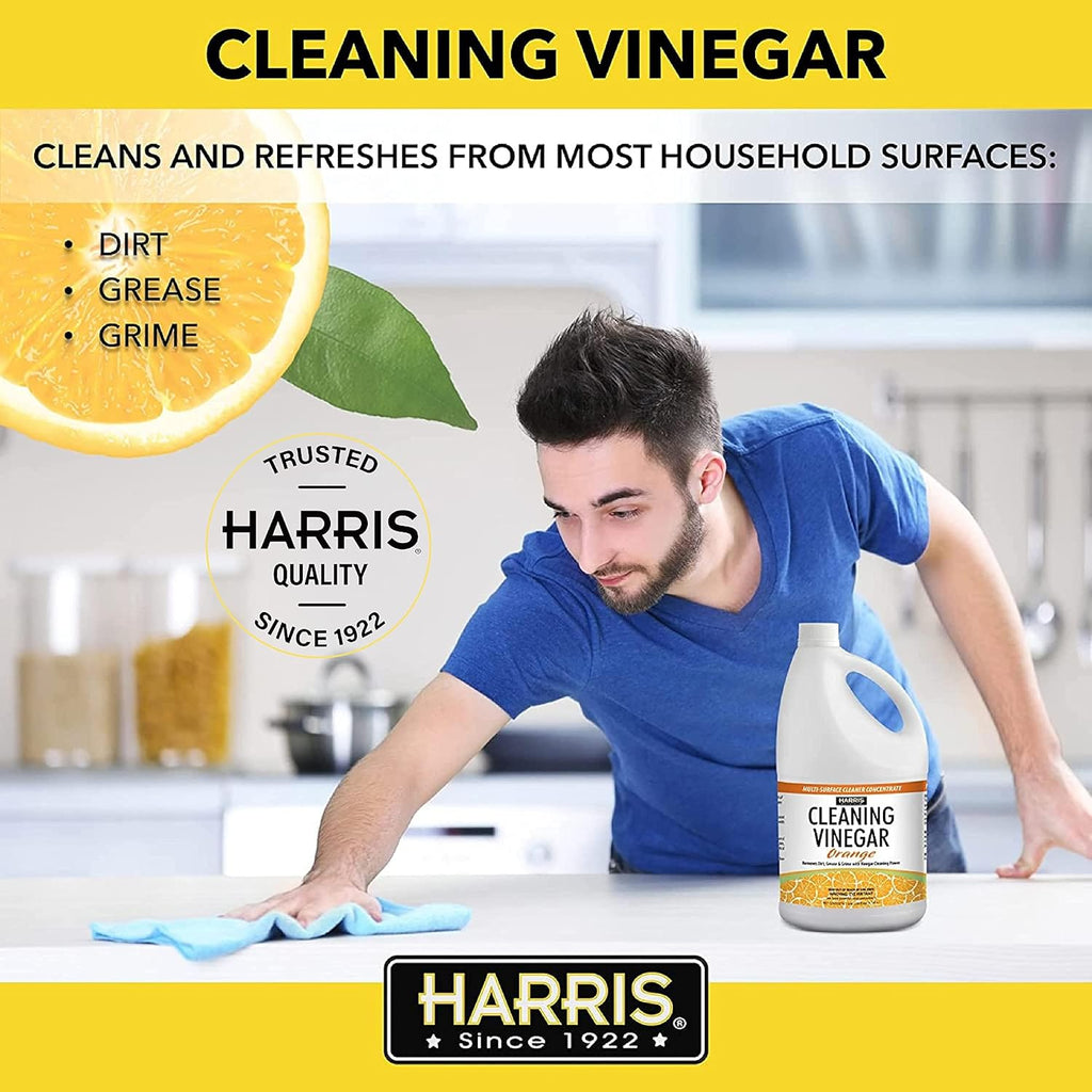 Harris Multi-Purpose White Vinegar Household Surface Cleaner, Orange Scent, 128oz, Easy Pour Funnel Included