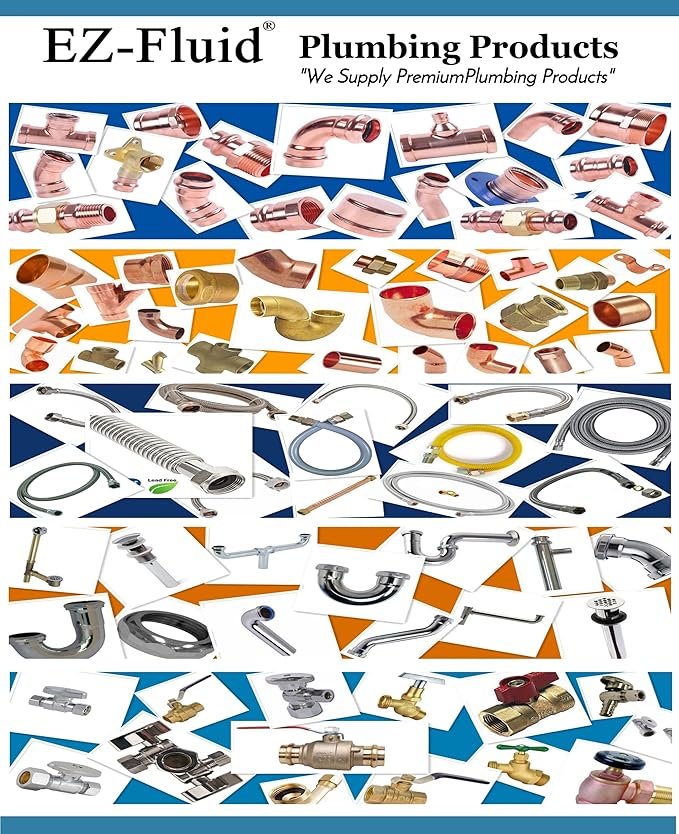 EZ-Fluid 12“ Toilet Water Supply Line Connector, Braided Stainless Steel - 3/8“ Female Compression Thread x 7/8” Female Ballcock Thread 12-Inch Toilet Water Connectors Hose (1-PACK)