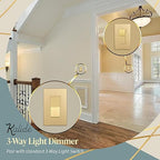 TOPGREENER Kalide Dimmer Light Switch, LED Dimmer Switch, Full Range Dimming, Single Pole/3-Way, 120VAC, 60Hz, 300W LED/CFL, Neutral Wire Not Required, Gold, 1 Pack,Wall Plate Included