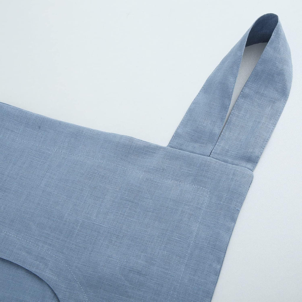 Amazhiyu 100% Linen Door Hanging Laundry Hamper Bag, 19x27 Inches, Steel Blue