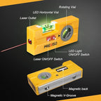 PREXISO 2-in-1 Line Laser Level - Mini Torpedo Level with Light, 3-3/4 inch Rotatable Magnetic Pocket Level & 30Ft Laser Line Leveler Tool for Hanging Picture, Wall Marking Painting, Home Renovation