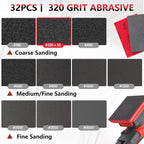 32-Pack 3x4 Inch Hook & Loop Sanding Sponges - 320 Grit Wet/Dry Foam Pads for Metal, Automotive, Wood & Furniture Sanding & Polishing