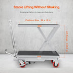 VEVOR Hydraulic Lift Table Cart, 500lbs Load Capacity 28.5 Inch Lifting Height, Manual Single Scissor Lift Table with 4 Wheels and Non-Slip Pad, Hydraulic Scissor Cart for Material Handling, Gray