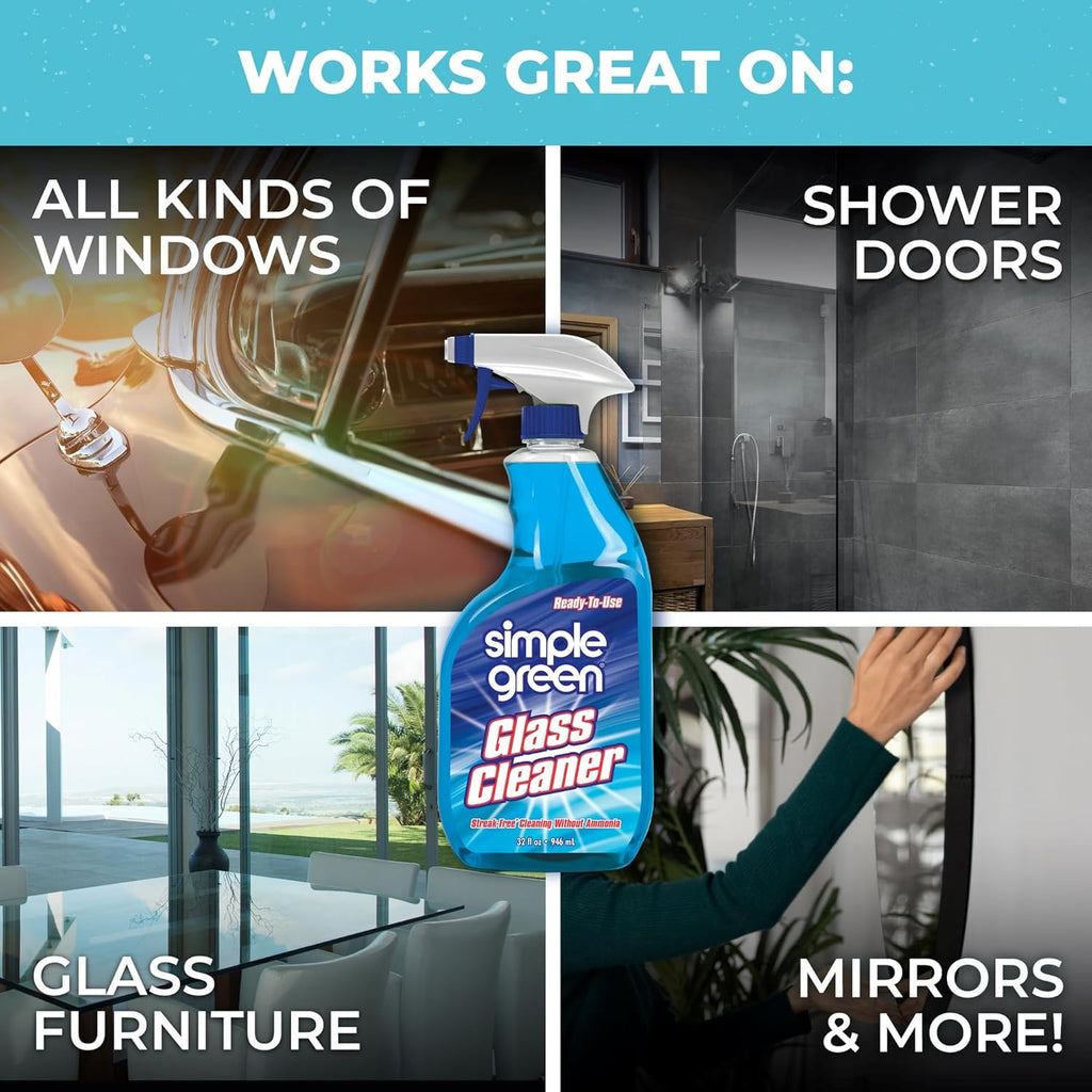 Simple Green Ready-To-Use Glass Cleaner, 32 oz., Blue (Pack of 4)