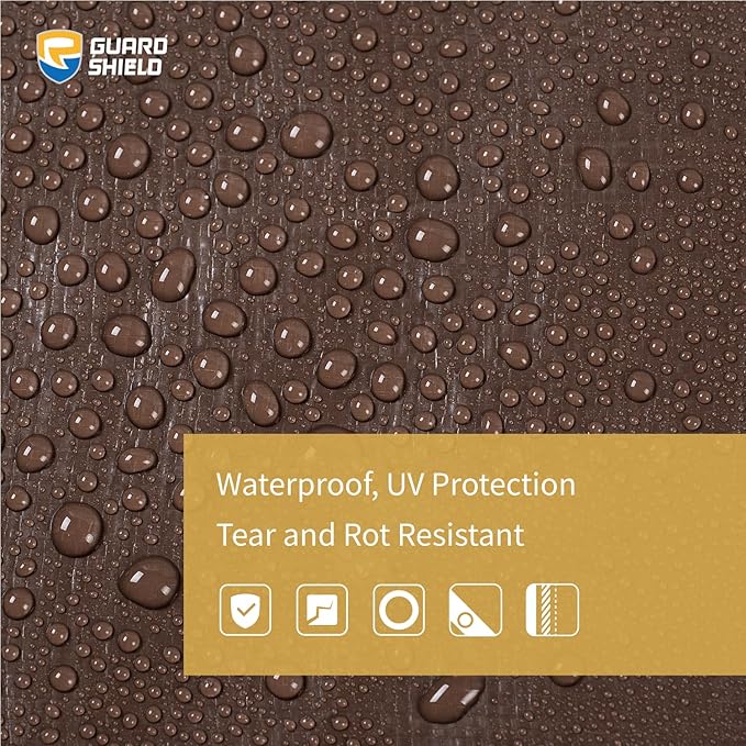 GUARD SHIELD Tarps Heavy Duty Waterproof 12x12 Feet Brown/Silver Poly Tarp Cover Outdoor Thick UV Resistant Tarpaulin with Grommets 10mil (2-Pack)