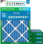 Filterbuy 16x20x2 Air Filter MERV 13 (MPR 1900) Health Defense Replacement (4-Pack), Electrostatic Pleated HVAC AC Furnace Filters, Made in USA (Actual Size: 15.50 x 19.50 x 1.75)