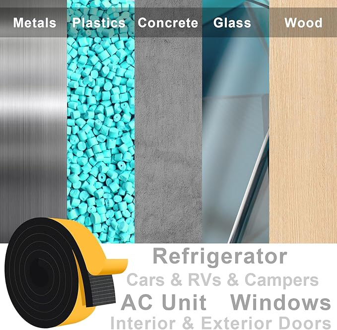 Weather Stripping Door Seal Strip, Strong Adhesive Foam Insulation Tape for Doors and Windows, SoundProof Weatherproof Air Conditioning Insulation, Winterizing (2 in x 1/2 Inx 6.5Ft