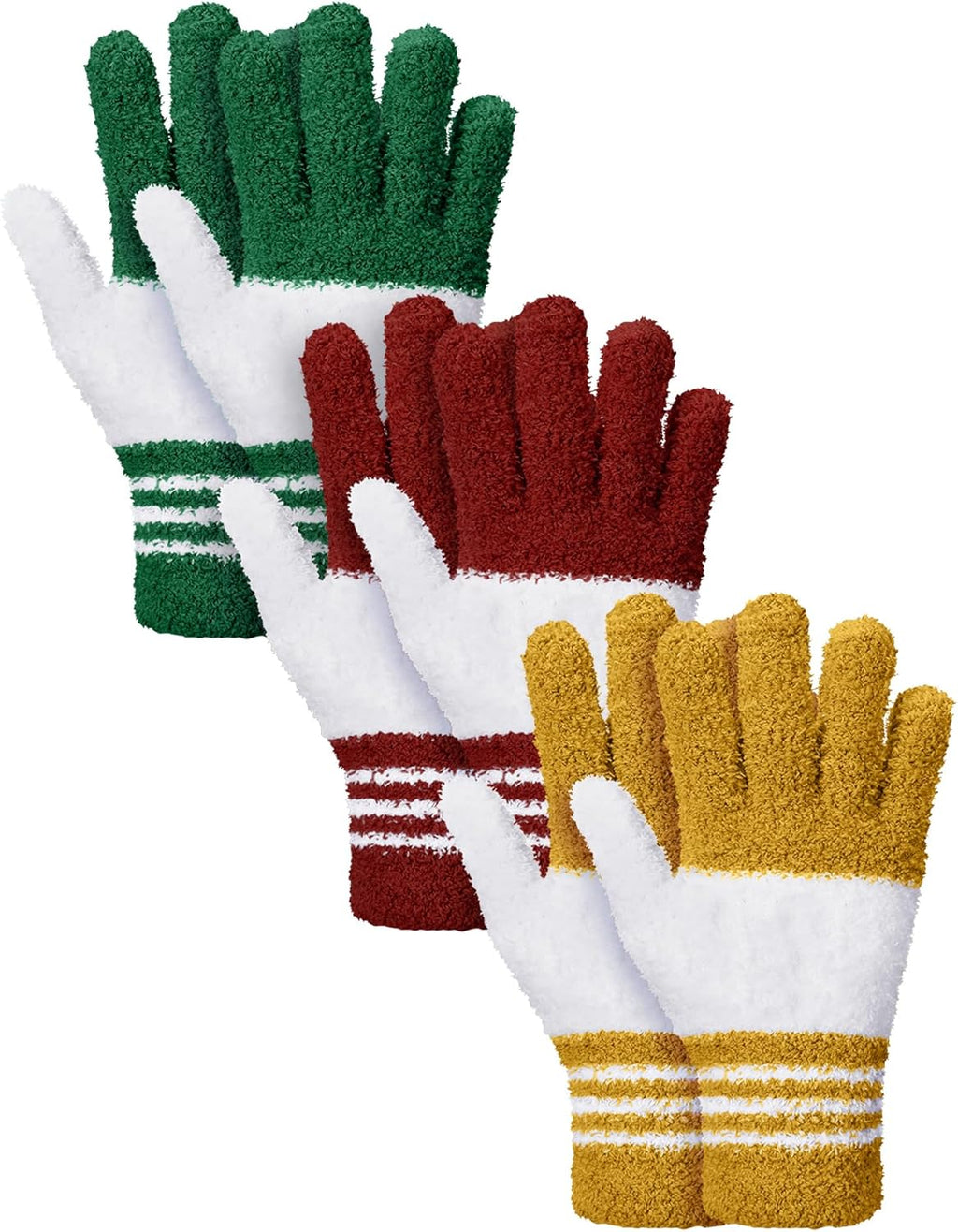 Patelai 3 Pairs Microfiber Plant Dusting Gloves Leaf Cleaning Gloves for Indoor Plants, Blinds, Furniture, House(Small,Red, Green, Yellow)