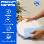 Reusable J Cloths, Disposable Kitchen Cleaning Cloths Dish Towels Dish Cloth Reusable Cloths for Kitchen, Bathroom, Household Cleaning (Blue & Green 100 Pack)
