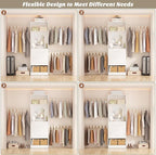 Unikito 48" W - 96” W Closet Organizer, 8FT Walk in Closet Systems Starter Kit with 25” Tower and 3 Extendable Hanging Rods, Sturdy Wood Garment Rack with 4 Drawers and Mirror, Max Load 1000 LBS White