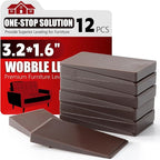 Furniture Leveler 12pcs Kit Size Variety | Multi-Purpose Rubber Shim for Leveling Feet Stable | Anti-Wobble Pad for Uneven Table, Dresser Leg, Toliet and More Furniture | Prevent from Wobbling