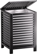 SMIBUY Double Laundry Hamper with Lid, 120L Bamboo Laundry Basket with Removable Liner Bag, 2-Section Clothes Divider Laundry Sorter for Laundry Room, Bathroom, Bedroom (Black)