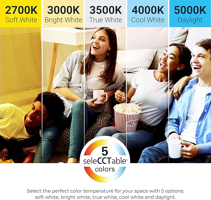 HALO 4 inch LED Recessed Ceiling Light 4-Pack Canless Dimmable with Selectable Lumens and Selectable Color Temperature 2700K-5000K Indoor Outdoor Wet Location Airtight Ultra Slim HLB4LSFS5-4PK