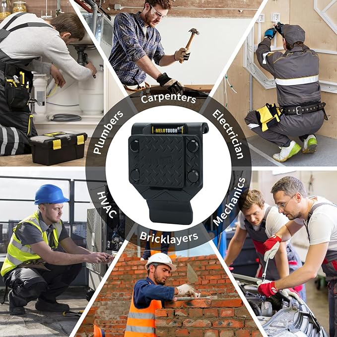 MELOTOUGH Magnetic Tool Holder Strong Magnetic Belt Clip for Screws,Nails,Wrench,Hammer,Pliers,Screwdriver,Trowel,Sockets - Fits Up to 2.7" Belt (Black)