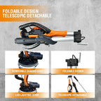 MAXXT Drywall Sander with Vacuum Dust Collection, Popcorn Ceiling Removal Tool, 6 Variable Speed Foldable Telescopic Electric WallSander, 600-1900RPM Power Sander Tool, LED Light, 18Pcs Sanding Discs