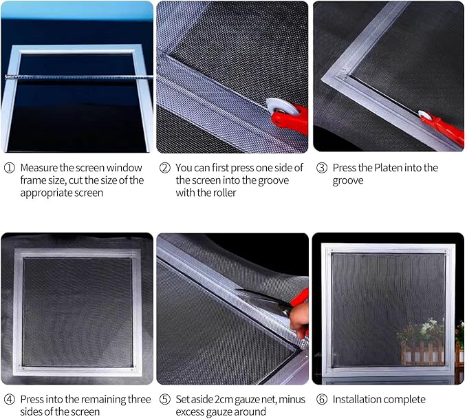 Fiberglass Window Screen Roll 36” x 100’ Easy to Use Black Replacement Window Screens for House Windows or Door