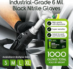 Inspire Black Nitrile Gloves HEAVY DUTY 6 Mil Nitrile Chemical Resistant Medical Cooking Cleaning Disposable Black Gloves