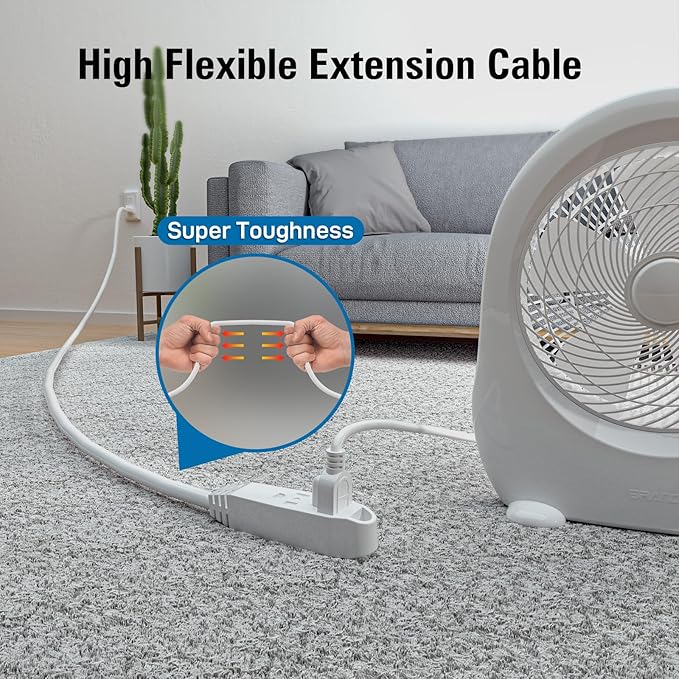 K KASONIC - 3-Feet 3 Outlet Extension Cord, UL Listed, 16/3 SJTW 3-Wire Grounded, 13 Amp 125 V 1625 Watts, Multi-Outlet Indoor/Outdoor Use, White