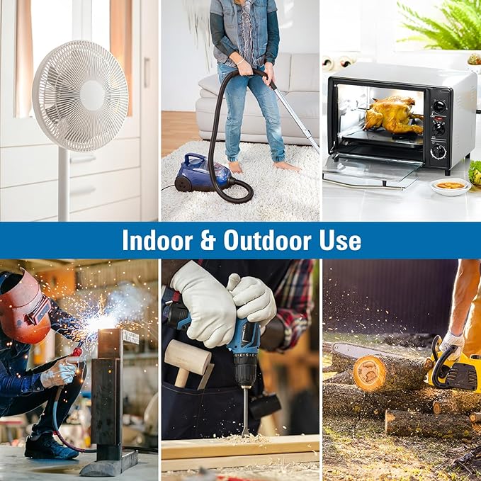 K KASONIC - 3-Feet 3 Outlet Extension Cord, UL Listed, 16/3 SJTW 3-Wire Grounded, 13 Amp 125 V 1625 Watts, Multi-Outlet Indoor/Outdoor Use, Yellow