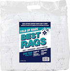 Arkwright W43 Cotton Tshirt Rags - 10 lb Bag - Soft Lint Free Cloths for Cleaning, Streak & Scratch-Free, Professional Grade Wiping Towels for Polishing, Painting, and Staining, White