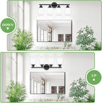 4-Light Bathroom Light Fixtures, Black Vanity Lights for Mirror with Textured Milky White Glass Shade, Modern Kitchen Light Fixtures Wall Sconce Light - E26 Base