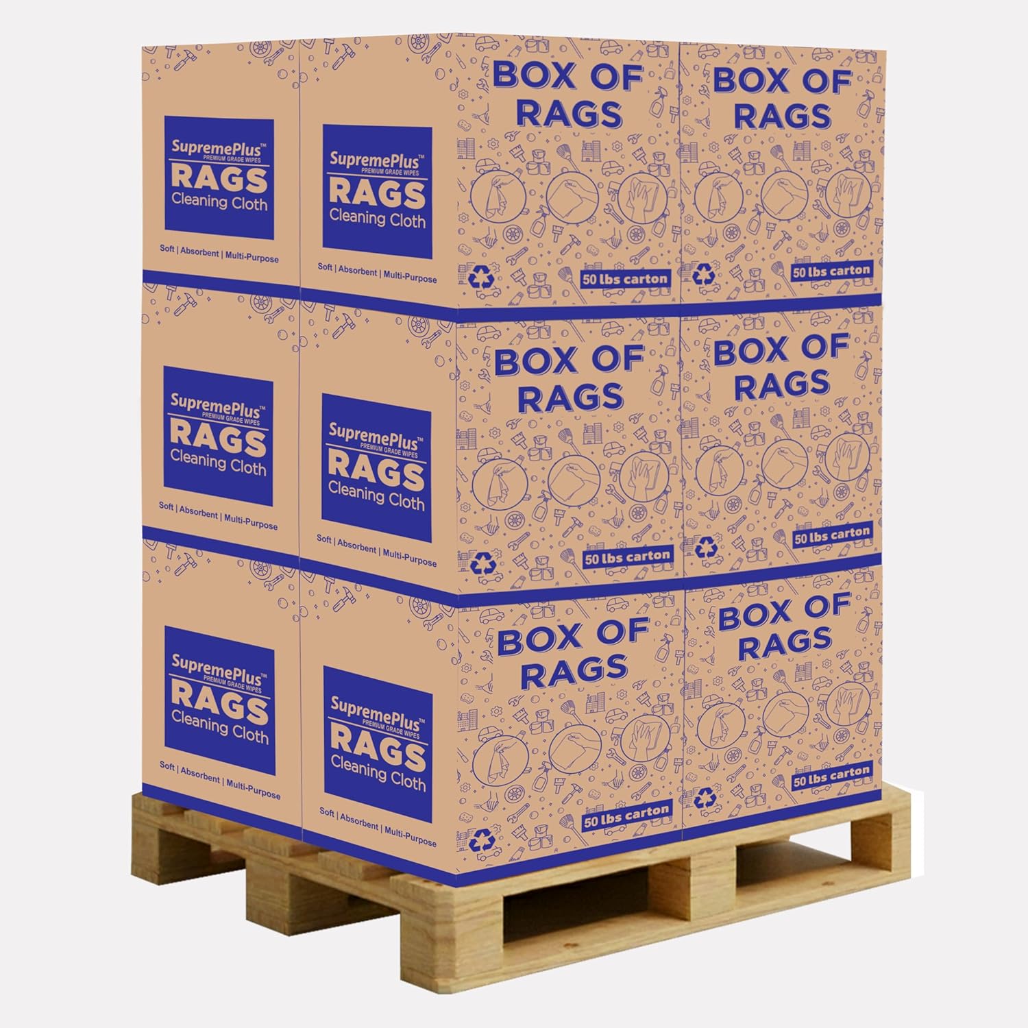 Premium White Knit (600 lbs. Pallet 12x50 lbs. Box of Rags) T-Shirt Cleaning Rags – White Cotton Rag for Cleaning, Staining, Oil, Grease & Dusting – Shop Rags Bulk for Multipurpose