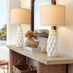 27.5" Ceramic Table Lamps for Living Room Bedroom Lamps Set of 2 Modern Boho Bedside Lamps Night Stands Farmhouse Vintage Large Nightstand Lamp Reading Light Home Office Dorm Desk Deco Gifts, White