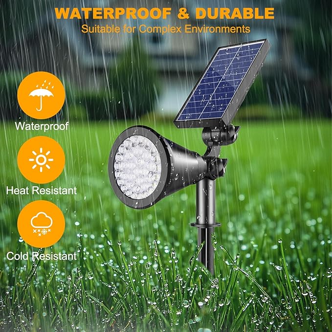 RGB Halloween Solar Spot Lights Outdoor, 36 LEDs Solar Lights Outdoor Color Changing Spot Lights for Halloween Christmas Decorations Outdoor-2 Pack (Multicolor)