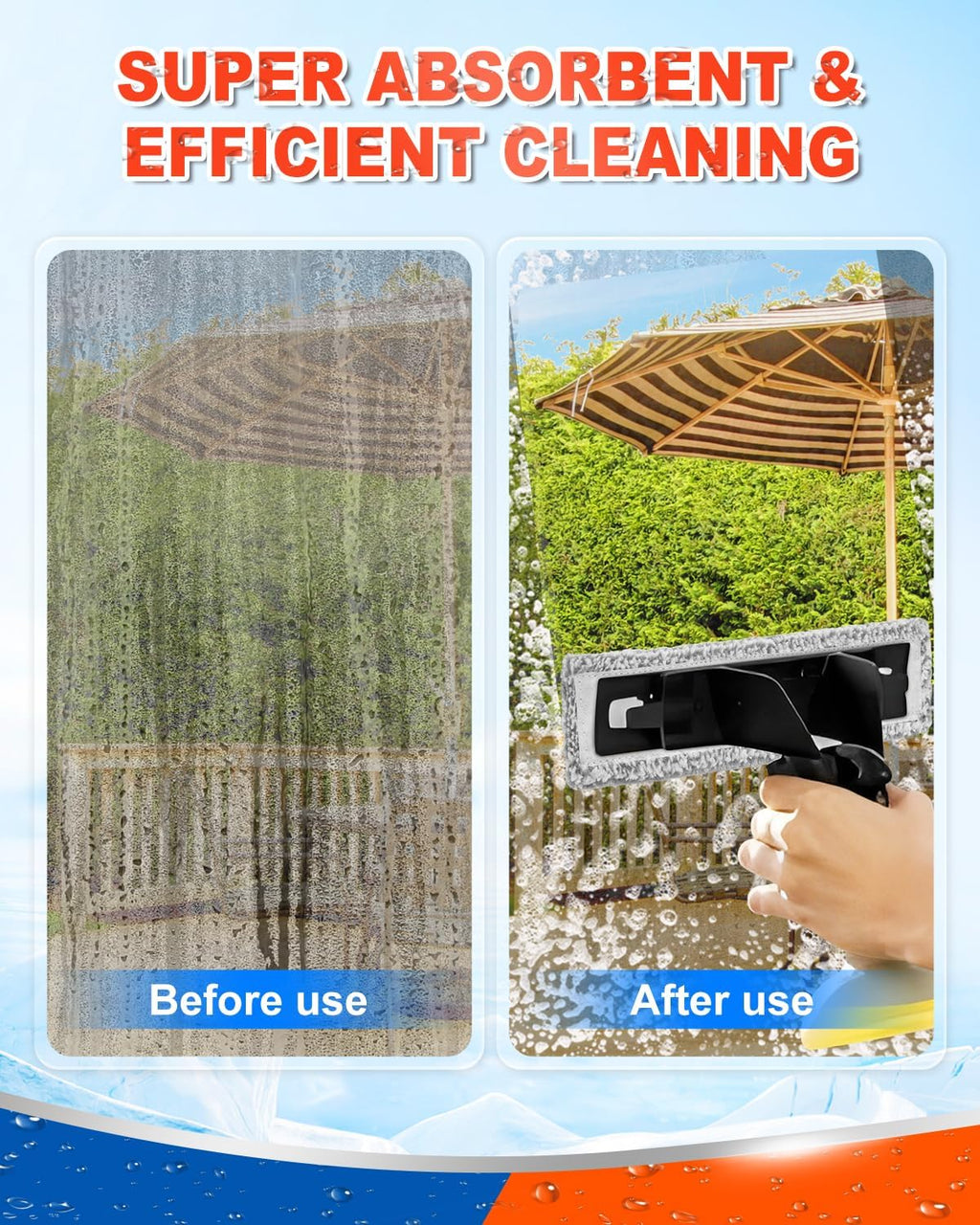 DR DAPPER Window Vacuum Pads Compatible with Kärcher WV 1 WV 6 Squeegee for Shower Glass, Microfiber Windows Pads Compatible with Karcher Steam Cleaner, Electric Squeegee for Window Cleaner - 2 Pack