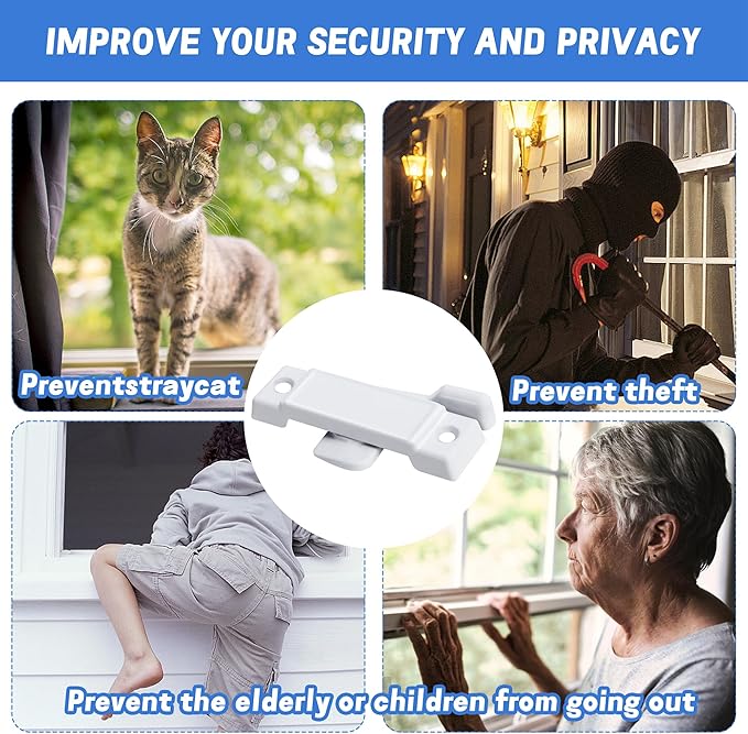 4 Pcs F2590 Windows Replacement Sash Lock-2-1/4'' Mounting Hole Centers Sash Lock with Screws-White Sash Lock for Vertical Sliding Windows Double Hung Windows