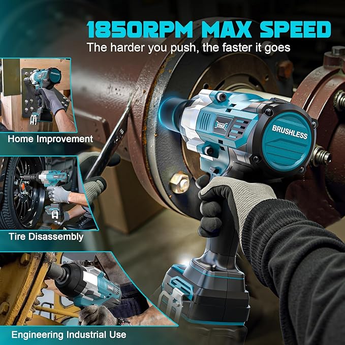 Cordless Impact Wrench 1/2" Compatible with Makita 18V Battery, 1700 Ft-lbs High Torque Impact Driver, Electric Impact Gun with 4 Speed Modes & LED Light for Car, Truck, Mower(Bare Tool)