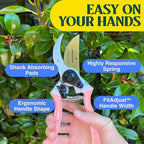 Haus & Garten ClassicPRO 8.5" Premium Titanium Bypass Garden Shears - Use as Pruners, Pruning Shears for Gardening, Hand Pruners, Handheld Garden Clippers, Scissors for Women