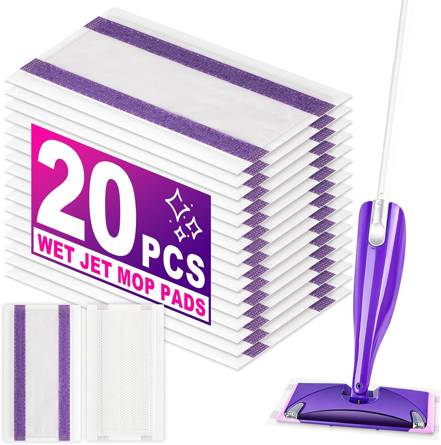 Disposable Wet Pads Refill Compatible with Wet Pads Refill Replacement for Wet Jet Pads for Household Cleaning Suit All Multi-Surface Floor,Thickness & Absorbent (20)